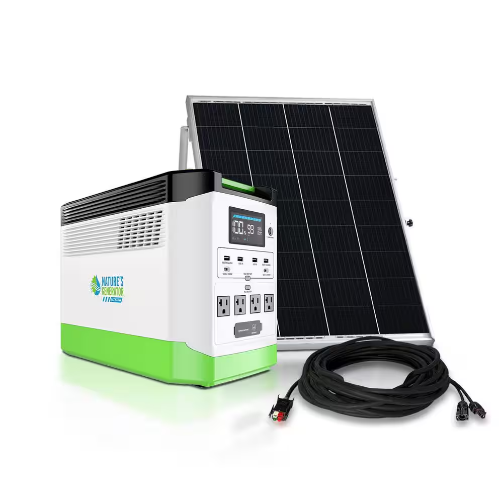 1800W Running/3600W Peak Push Button Start Lithium Solar Generator Gold