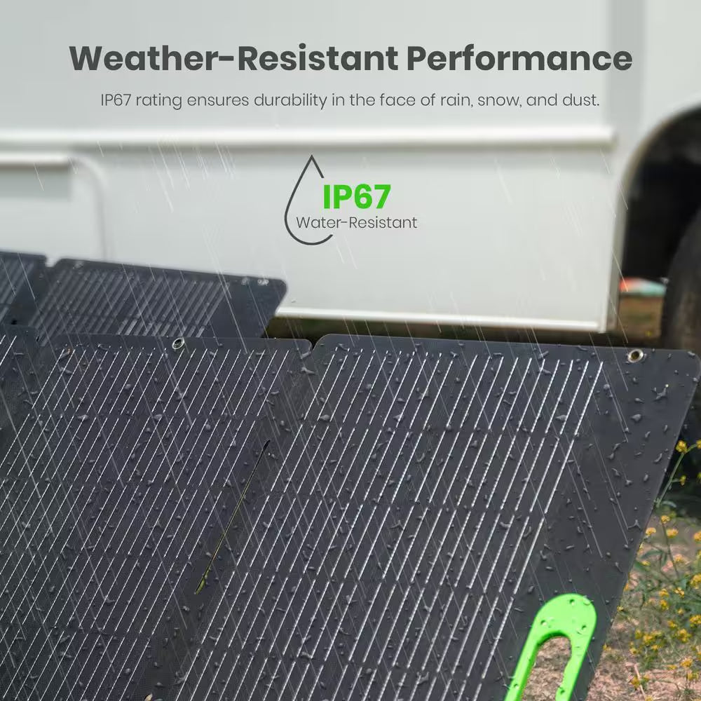 Foldable 200W Monocrystalline Portable Solar Panel for Electric Solar Generators, Water-Resistant IP67, Off-Grid